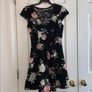 Black floral mini dress